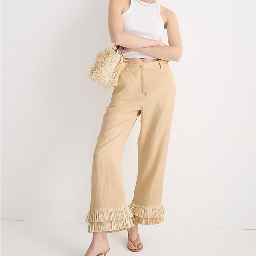 J Crew Linen Fringe Pants